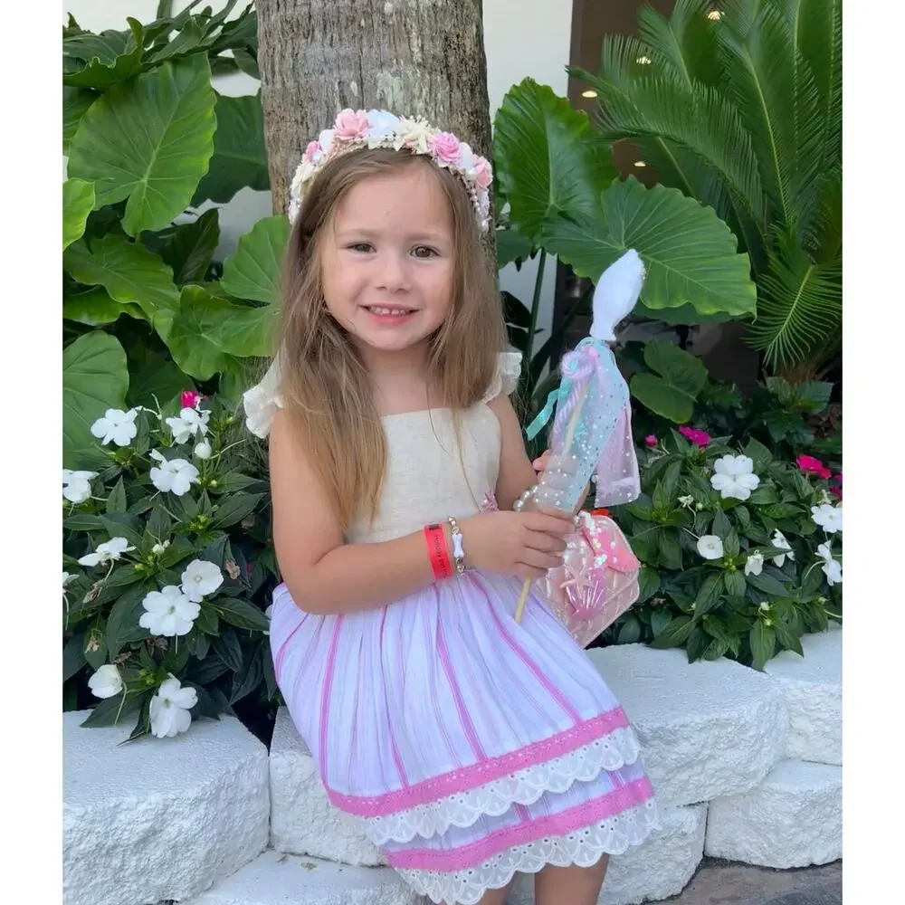 Lorelei & Layla Pink Seaside Beach Halo Crown Floral Starfish Adjustable Tie